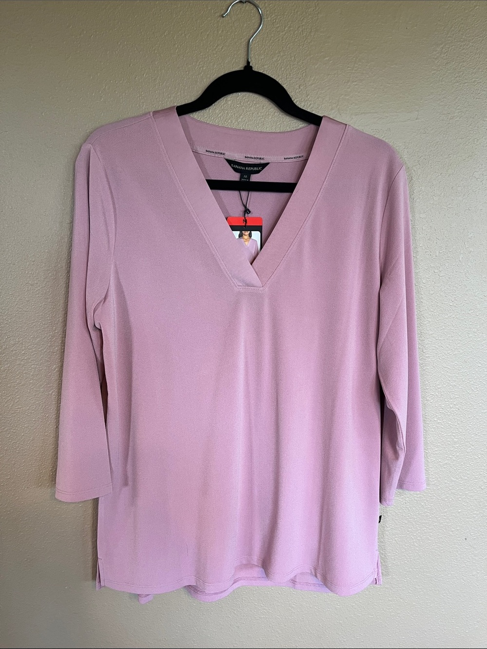 Banana Republic Dusty Rose V-Neck 3/4 Sleeve Top